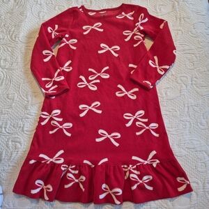 Carter's 5T red with white bows flerce long sleeve nightgown NWOT